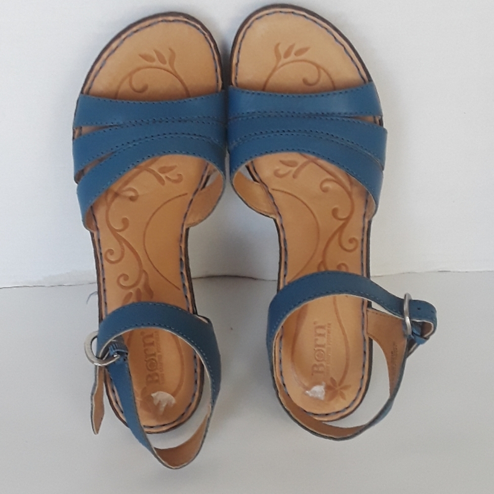 Born  hand crafted footwear. Blue wedge Sandals